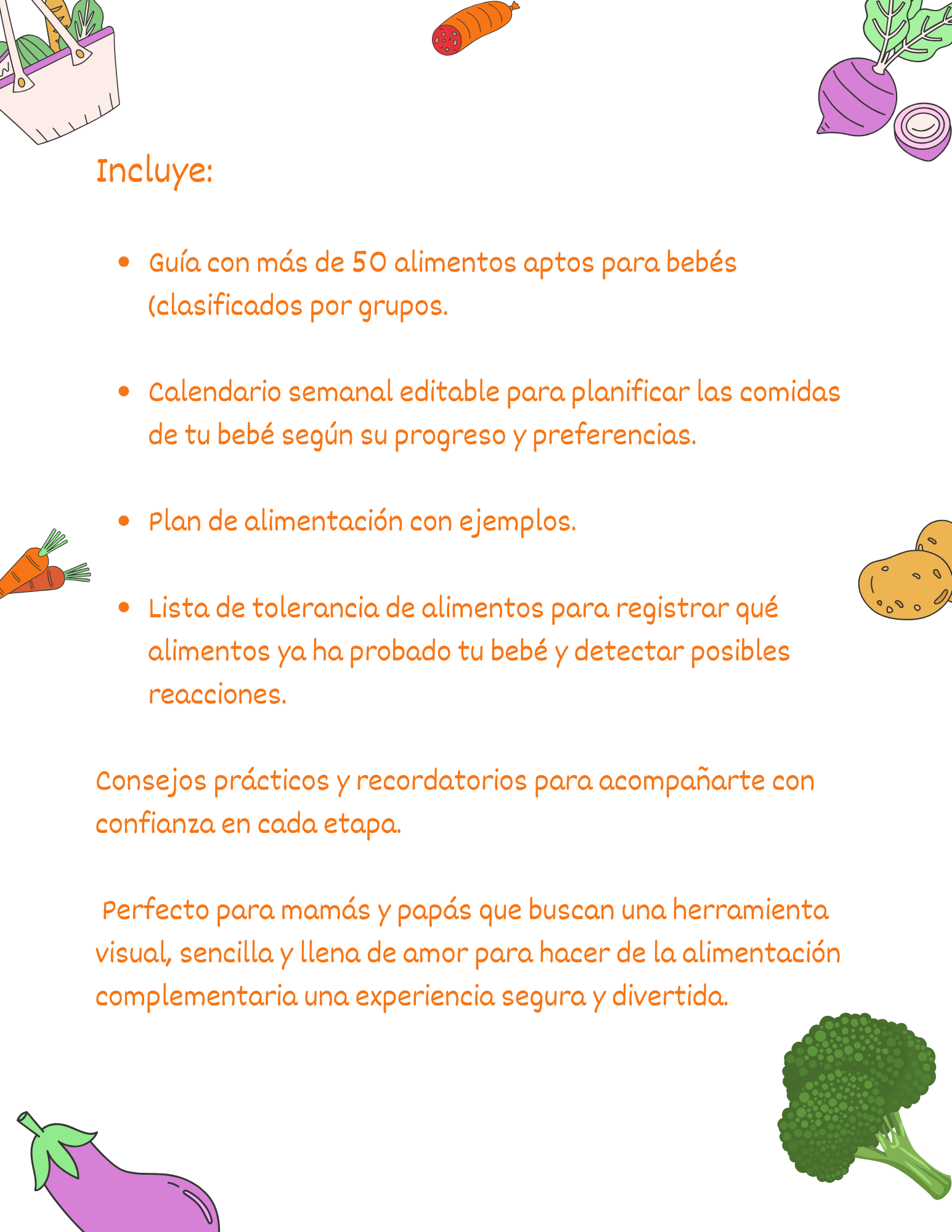 Guía Digital de Alimentación para Bebés (50+ Alimentos